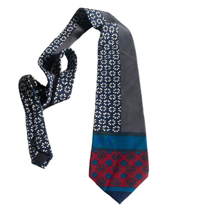 Robert Stewart Vintage Blue Red and Gray Silk Tie